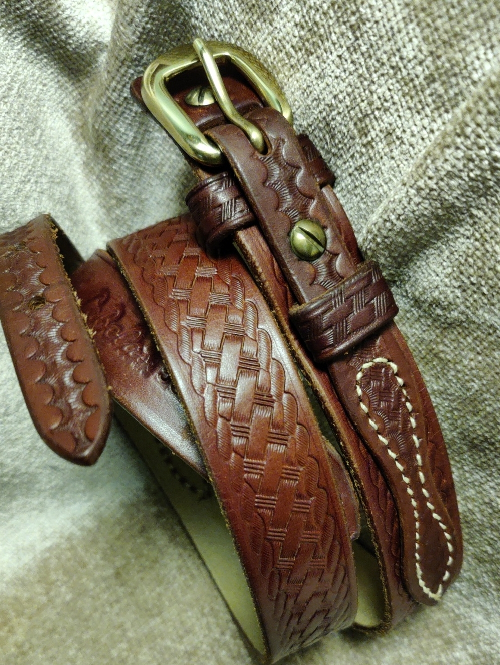 Cabela’s Tooled leather belt 53S 36 western cowboy Ranger Belt with brass buckle